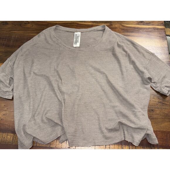 Free People Tops - Free People Women’s M Top Brown Storyteller Waffle Knit Open Back Oversized